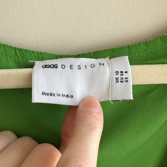 ASOS Design Wrap Maxi Dress Balloon Sleeves with Green Florals, Green/Pink, 6 - Picture 10 of 16